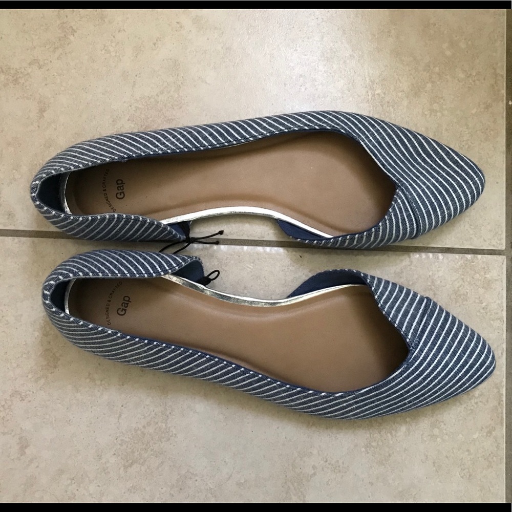 Stripped blue & white flats